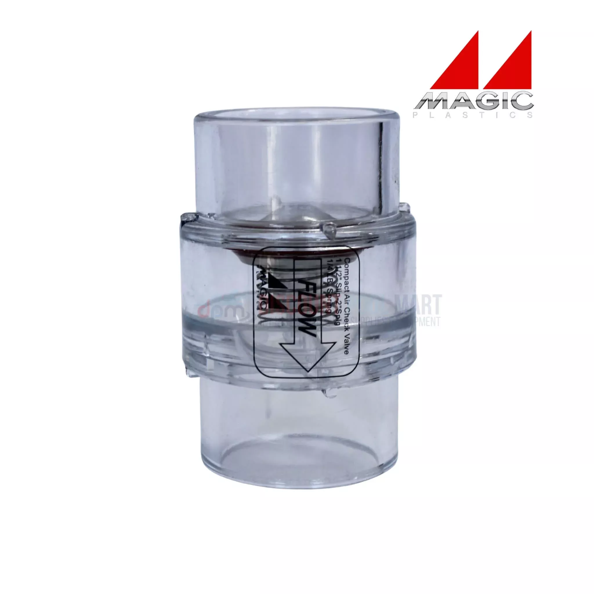 0830-15C | Magic Plastics 1.5" Slip x 2" Spigot Check Valve | Clear
