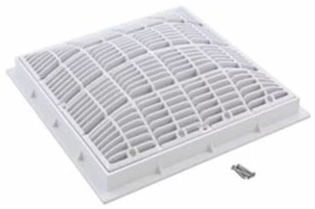 12" x 12" Square White Anti-Vortex Main Drain Frame & Grate