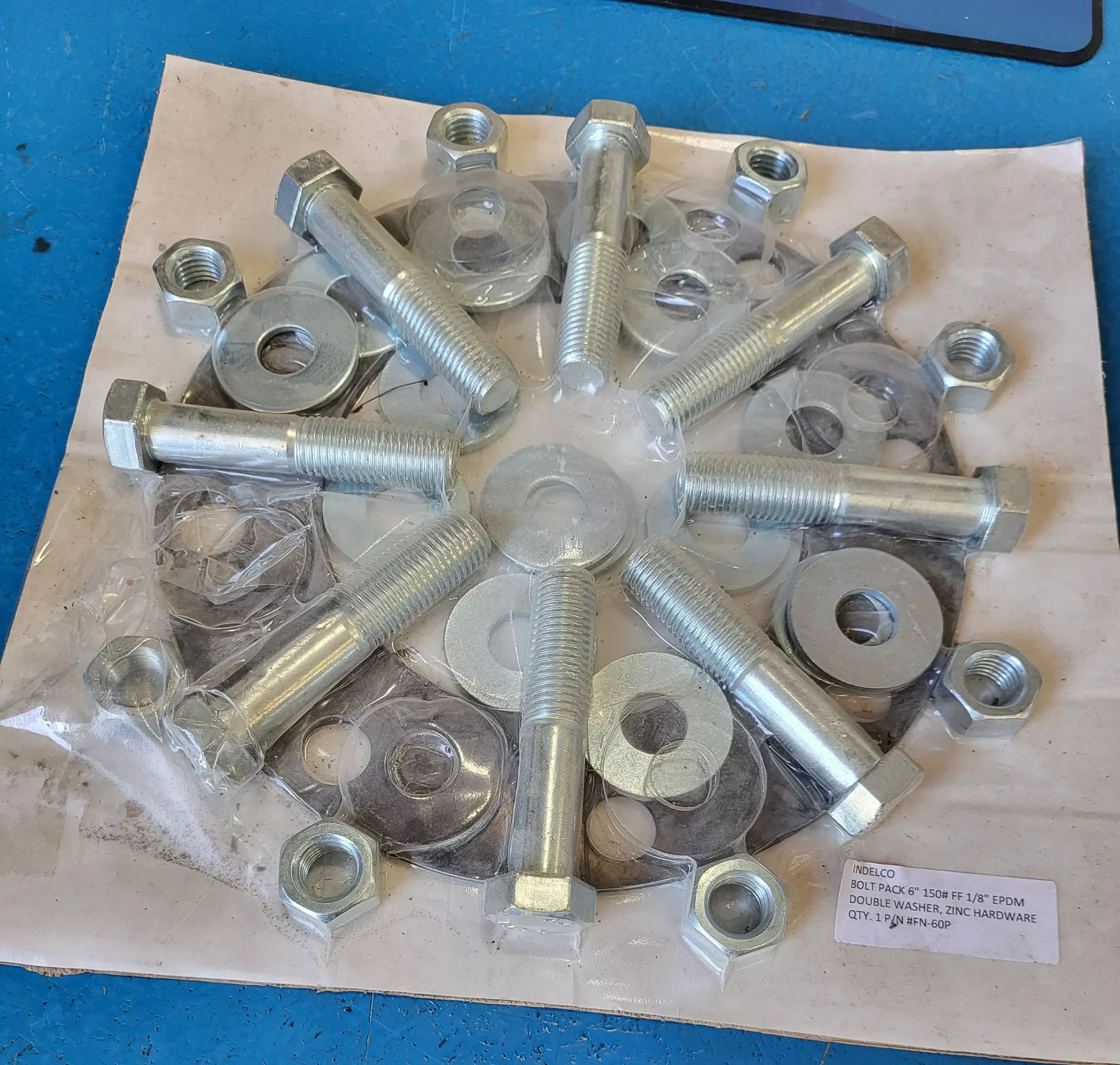 6" BUTTERFLY BOLT PACK, ZINC PLATED (with Gasket)