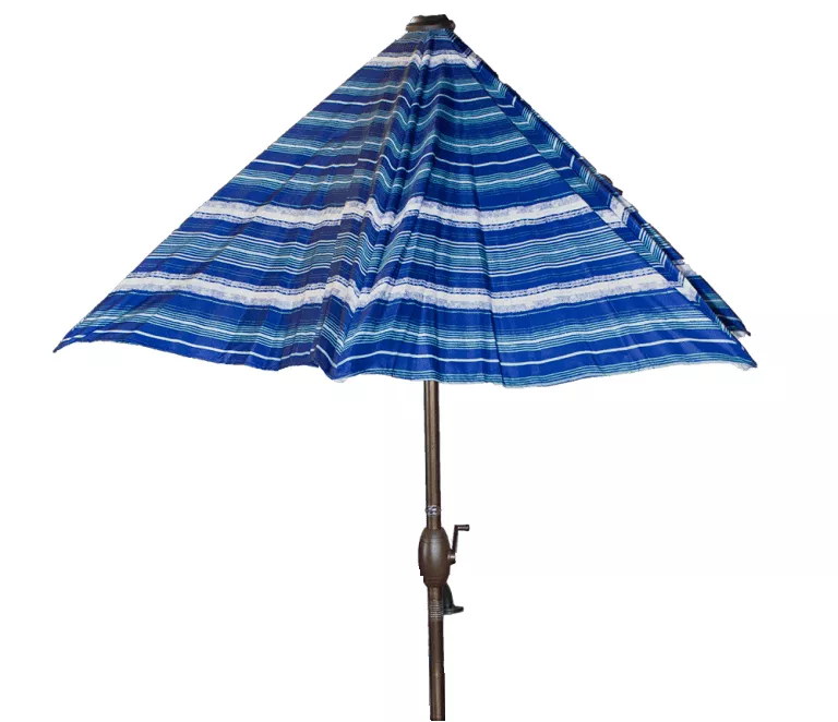 7 1/2' Blue Stripped Umbrella For High-Top Table