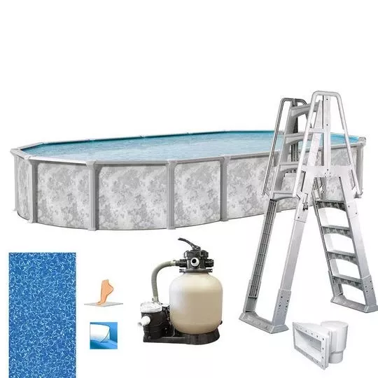 Ambassador 18’x33′ X 52″ Oval Above Ground Pool Package