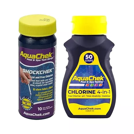 AquaChek Chlorine 4-in-1 + Shock Test Strips (50 strips)