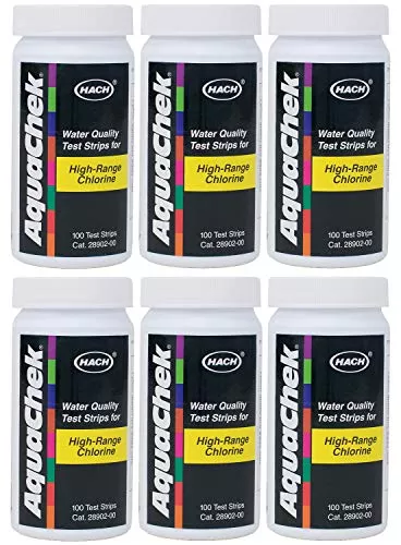 AquaChek High Range Chlorine Test Strips (100 test strips) (Pack of 6)