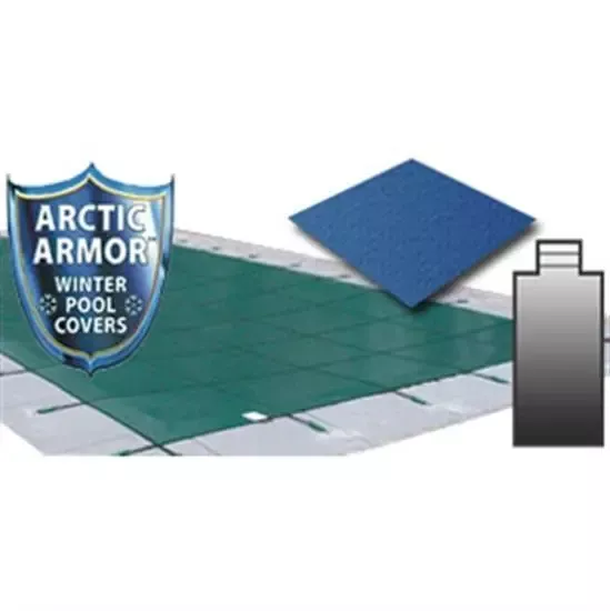 Arctic Armor 20' x 44' Ultra Light Solid Safety Cover w- 4' x 8' Center End Step Section - Green