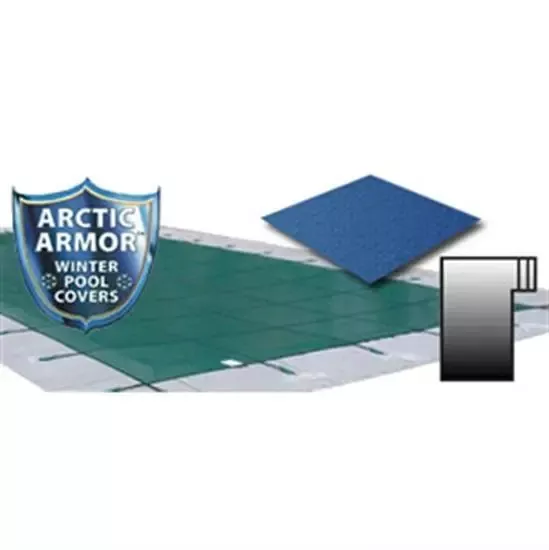 Arctic Armor 20' x 44' Ultra Light Solid Safety Cover w- 4' x 8' Right Step Section - Blue