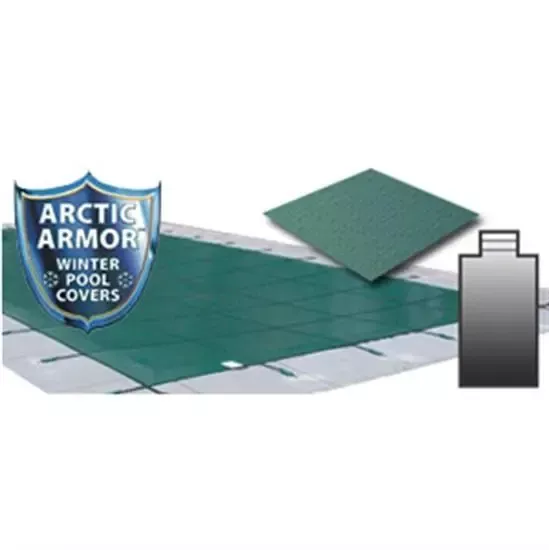 Arctic Armor 25' x 45' Ultra Light Solid Safety Cover w- 4' x 8' Center End Step Section - Blue