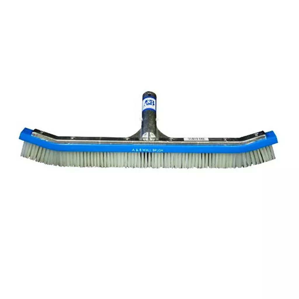 A&B 3010 18" Standard Curved Wall Brush with White PVC Bristles
