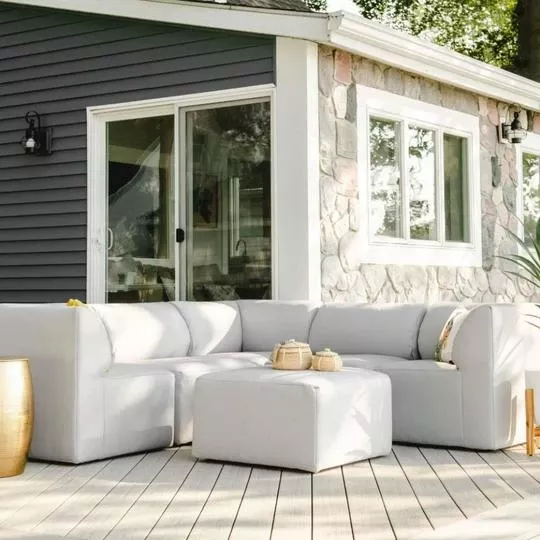 Big Joe – Patio 6-Piece Sectional Couch, Light Gray