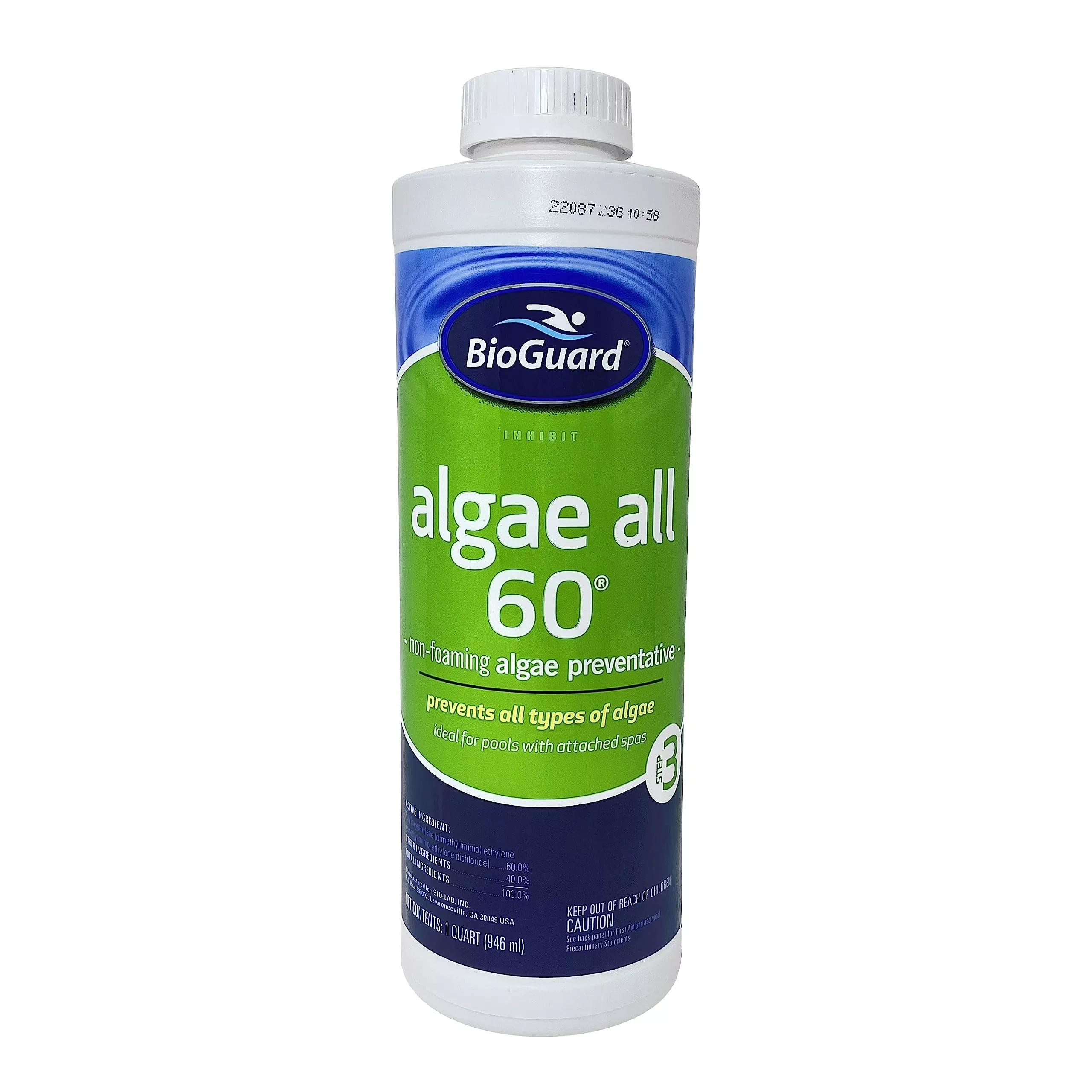 BioGuard Algae All 60 - 1 Quart, Non-Foaming Algae Preventative No Stain No Foam