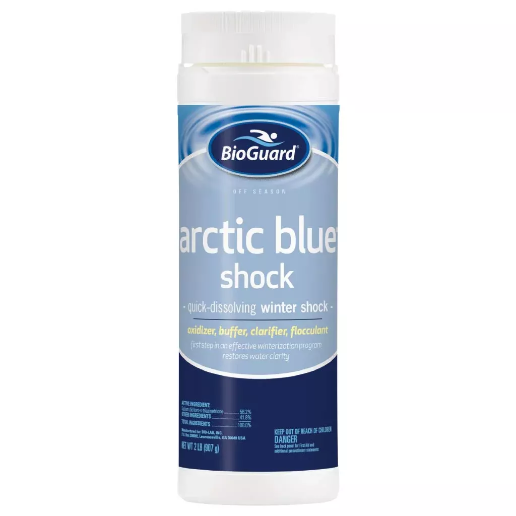 BioGuard Arctic Blue Shock, 2 lb, Quick-Dissolving & Multi-Purpose Winter Shock, Restores Water Clarity, Ideal for All Pool Surfaces