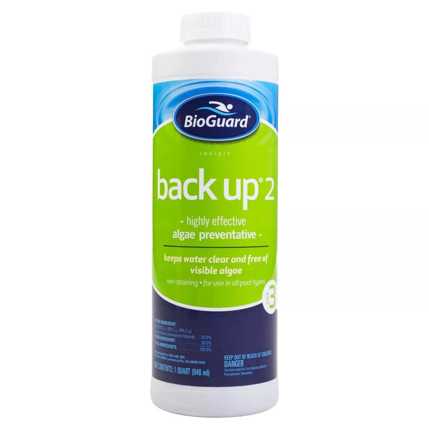 BioGuard Back Up 2 Algae Preventative 1 Qt Non-Staining Formula for Pool Care