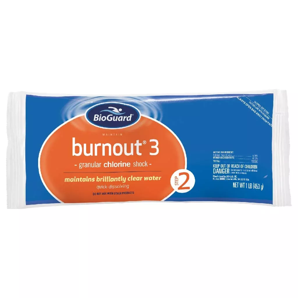 BioGuard Burnout 3 Pool Shock 1 lb Fast Dissolving Chlorine Treatment