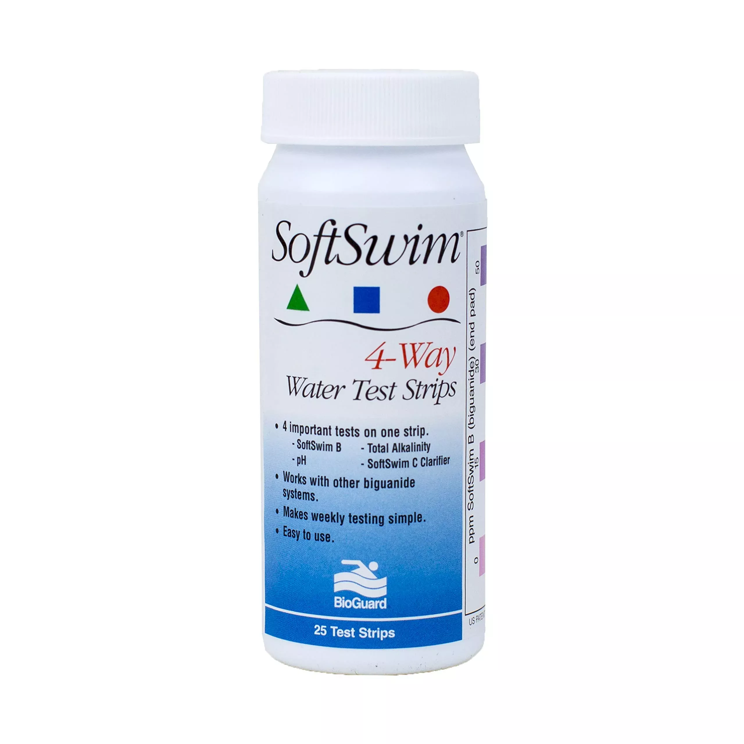 BioGuard SoftSwim 4-Way Water Test Strips 1 Pack 25 Count Quick & Accurate