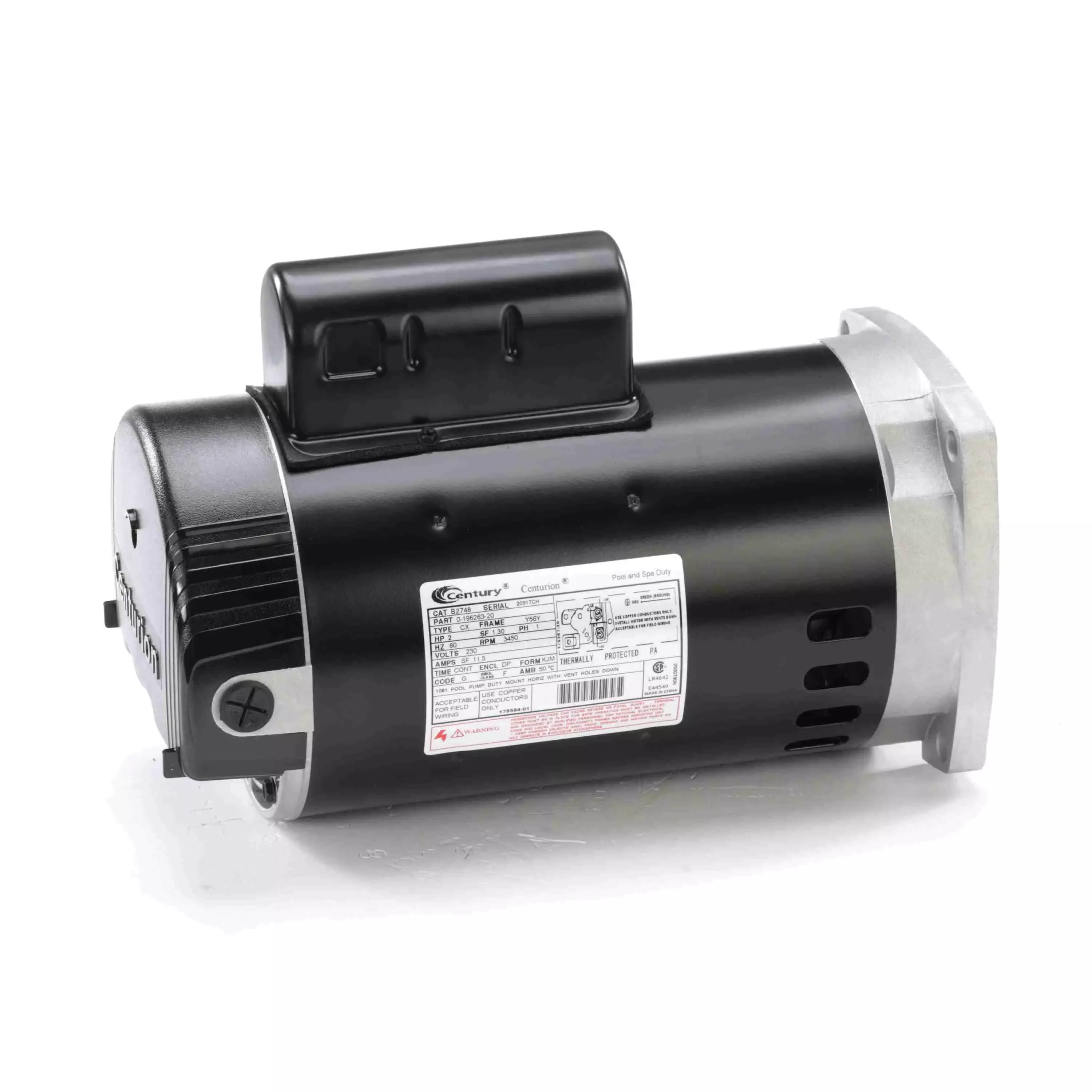 Century | B2748 | 2 HP Pool Pump Motor 230V 56Y Frame