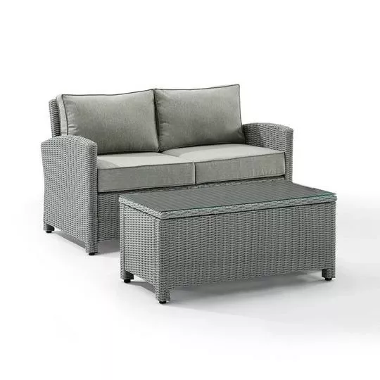 Crosley – Bradenton 2-Piece Outdoor Wicker Conversation Set, Gray