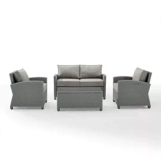 Crosley – Bradenton 4-Piece Outdoor Wicker Conversation Set, Gray