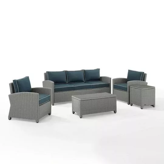 Crosley – Bradenton 5-Piece Outdoor Wicker Sofa Set, Navy