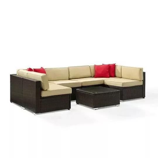 Crosley – KO70146-BR Sea Island 7-Piece Wicker Sectional Set