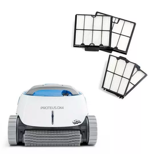 Dolphin – Dolphin Proteus DX4 Robotic Pool Cleaner With Ultra-Fine Filter Panels Bundle