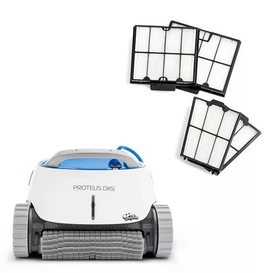 Dolphin – Dolphin Proteus DX5i Robotic Pool Cleaner With Ultra-Fine Filter Panels Bundle