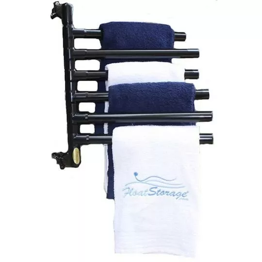 Float Storage – Hanging Towel Rack, Black – 6 Towels