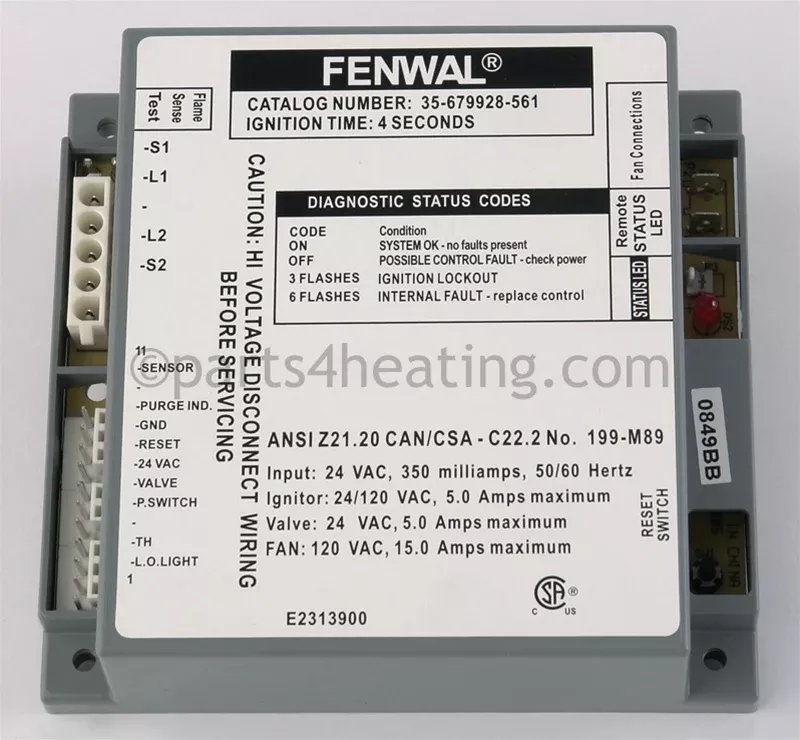 Laars Heating Systems Automatic Electronic Ignition Control, 3 Tries, Natural Gas - Part Number: RE2313900