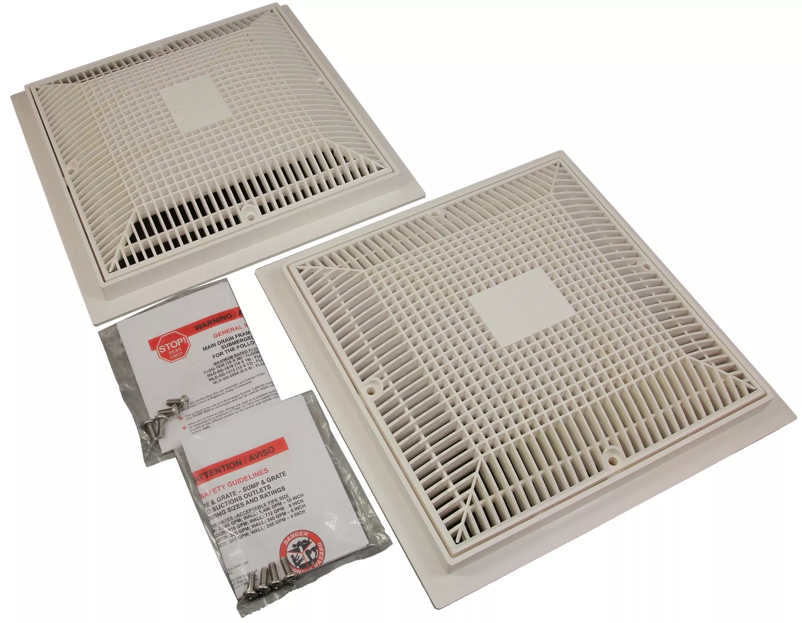 Lawson manufacturer, 12" x 12" Main Drain Grate and Frame, set of 2