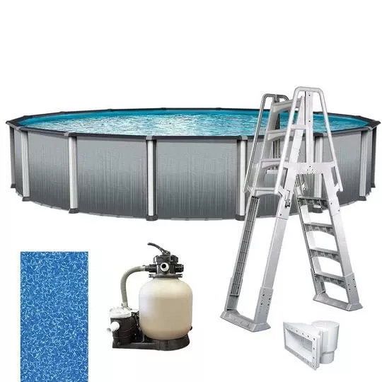 Leslie’s – Weekender Premium 24′ Round Above Ground Pool Package With Upgraded 15″ Sand Filter System