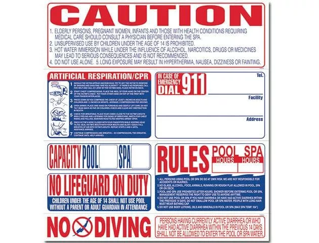Oreq SI9000CA 8-in-1 Pool Safety Sign