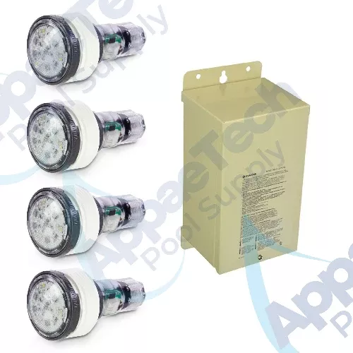 Pentair | 602133 | MicroBrite Color LED Kit – 4 Lights with 100 ft Cords & Transformer