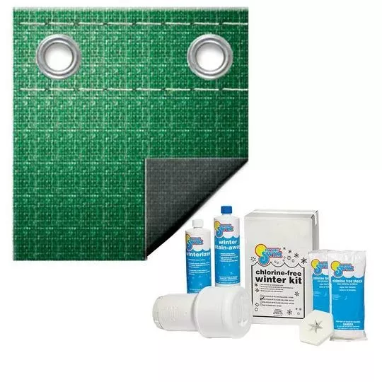 Polar Plus 12-Year 16′ X 32′ Rectangle Winter Pool Cover With Pool Closing Kit Up To 15,000 Gallons Bundle