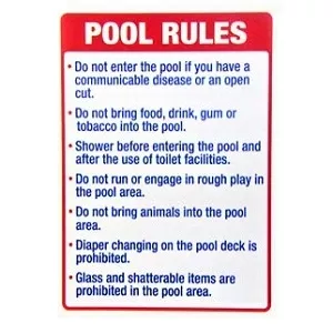 Pool Rules Sign, State of Wisconsin, 24" x 32"
