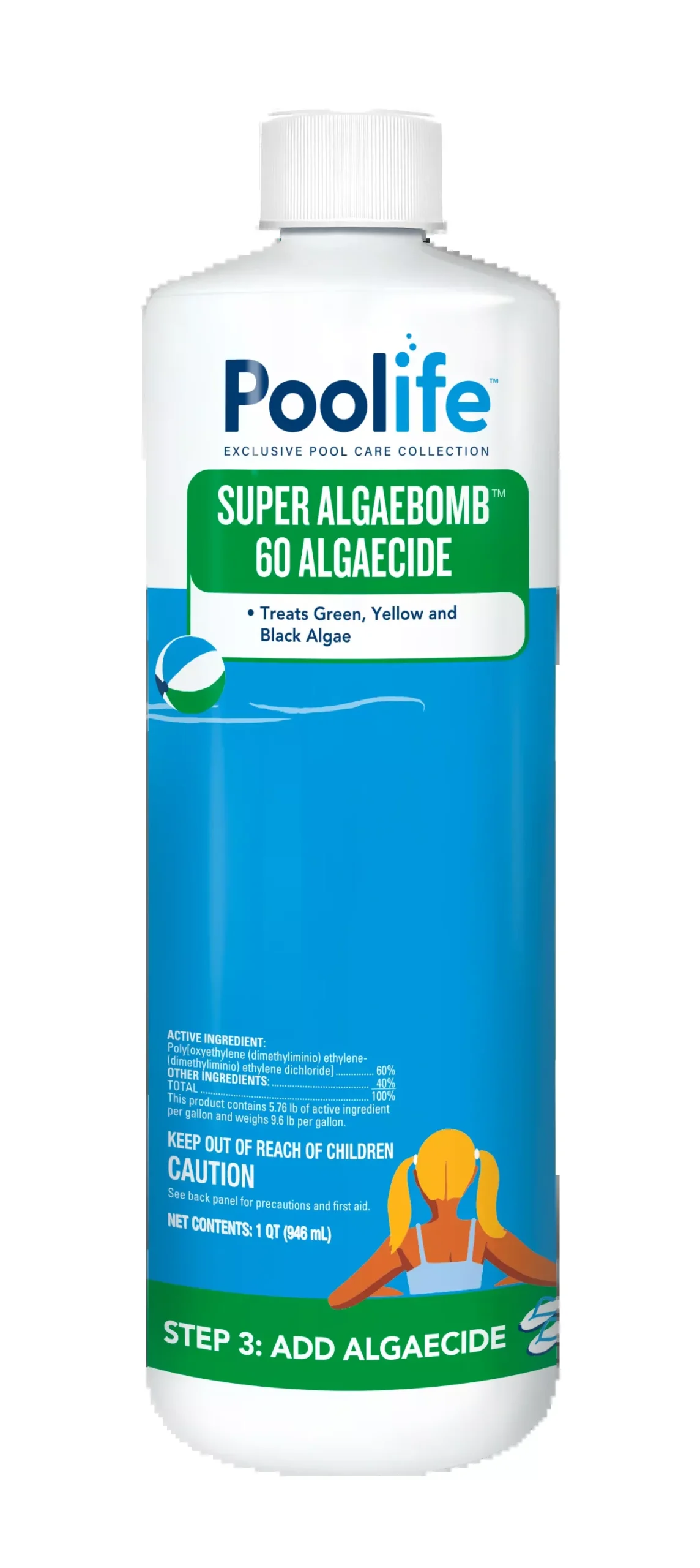 Poolife Super AlgaeBomb 60 – Non-Foaming Liquid Algaecide (60% Poly Quat)