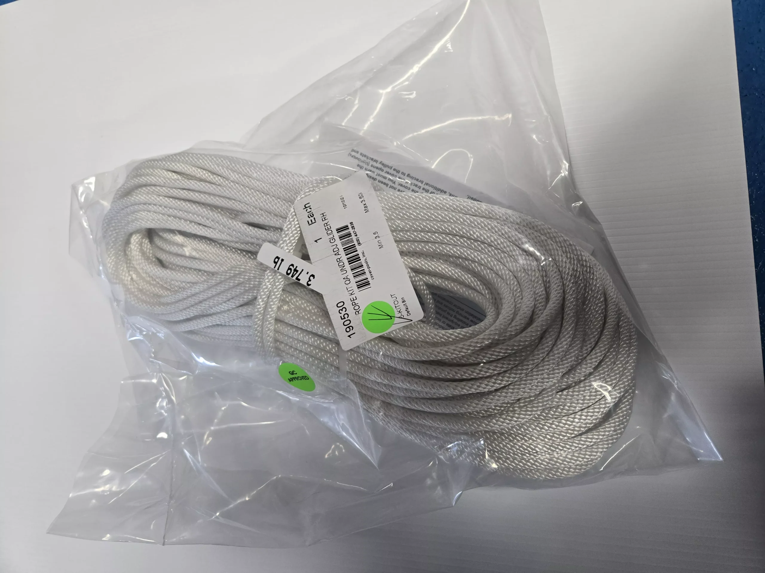 Rope Kit Quick Attach with Adjustable Glider B Right Hand Assembly 145' (for Underside track systems)