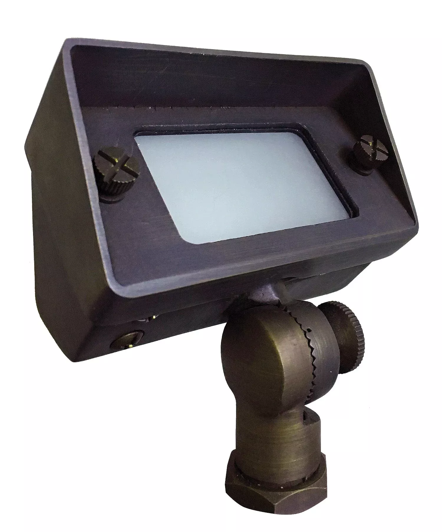 Sollos | 27504S | LED Mini Rectangular Flood Light – 4", Antique Brass -12V - 20W Equivalent JC3, 3000K (7-10 day lead time)