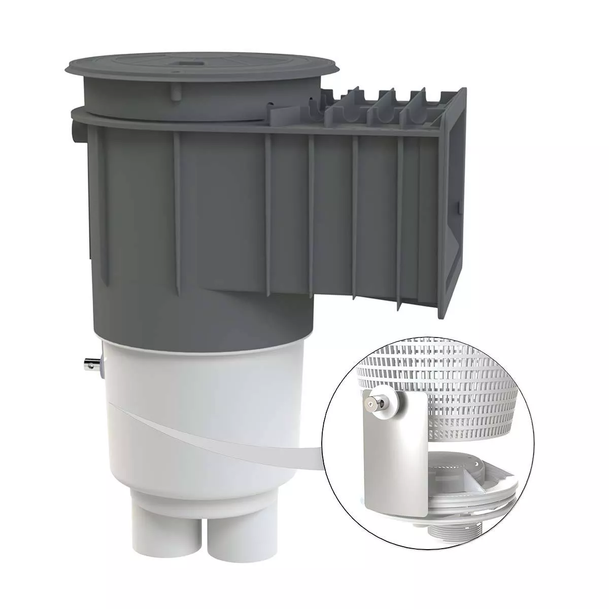 Water Bonded Skimmer with Flush Face, Float Assembly, Basket