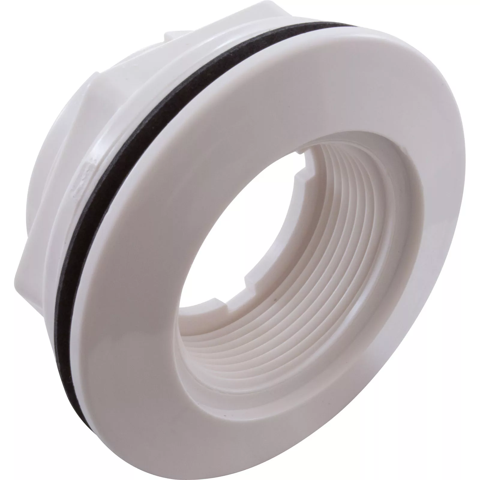 White Return Wall Fitting Assembly with Nut and Gasket 1-1/2" FPT x 1-1/2" S